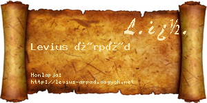 Levius Árpád névjegykártya
